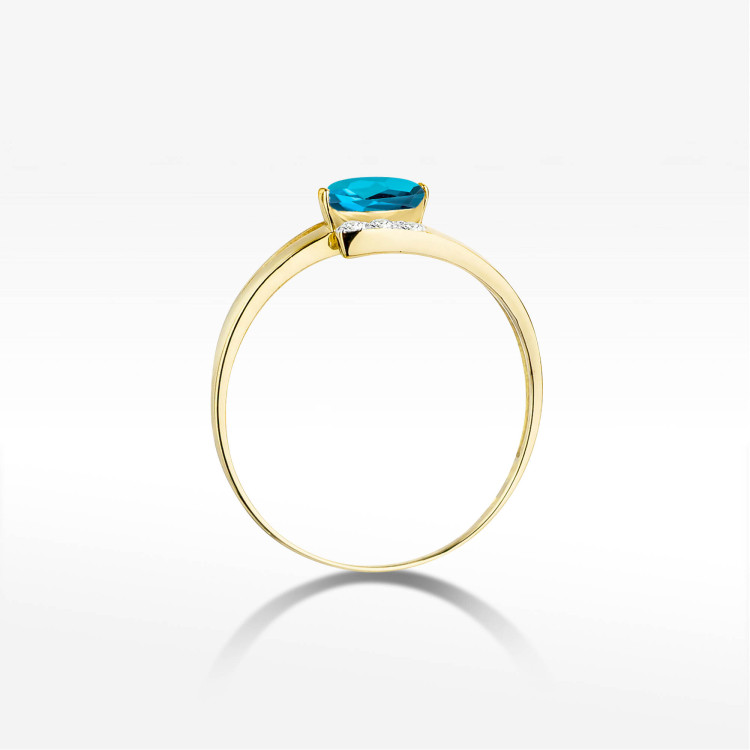 Pierścionek PV-072 Topaz London Blue 0,50ct żółte złoto