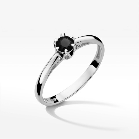 Pierścionek W0133 Czarny Diament 0,20ct białe złoto