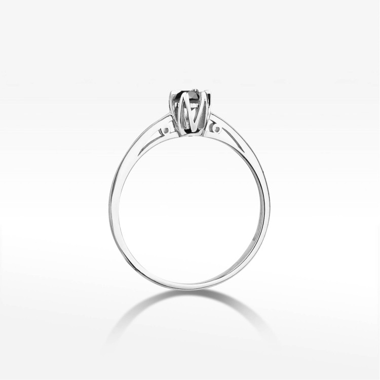 Pierścionek W0133 Czarny Diament 0,20ct białe złoto