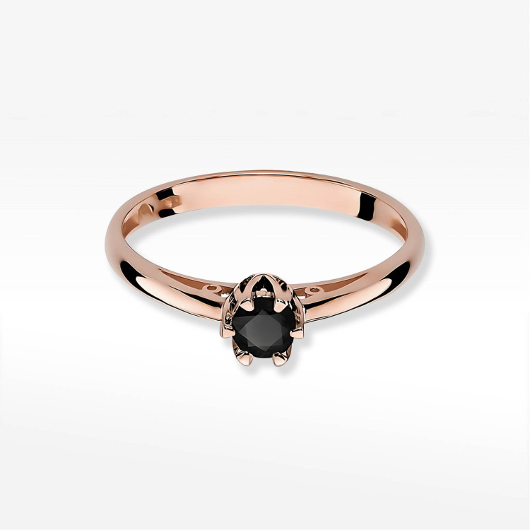 Pierścionek W0133 Czarny Diament 0,20ct różowe złoto