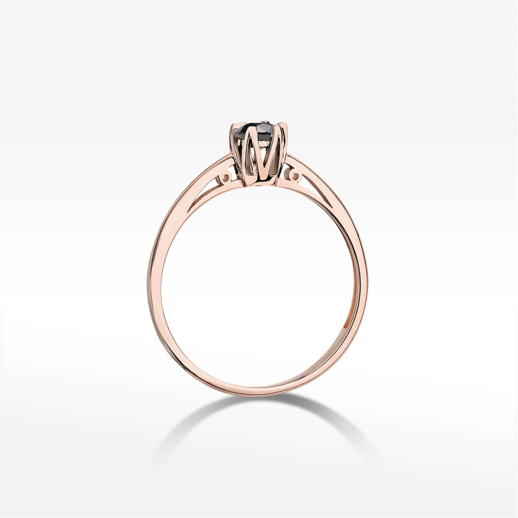 Pierścionek W0133 Czarny Diament 0,20ct różowe złoto