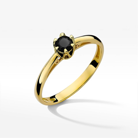Pierścionek W0133 Czarny Diament 0,20ct żółte złoto