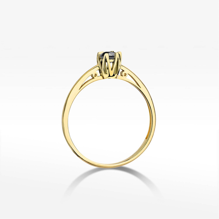 Pierścionek W0133 Czarny Diament 0,20ct żółte złoto