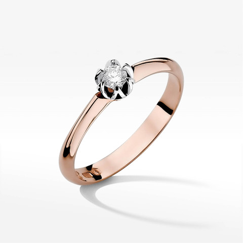 Pierścionek W0133 Diament 0,15ct różowe złoto