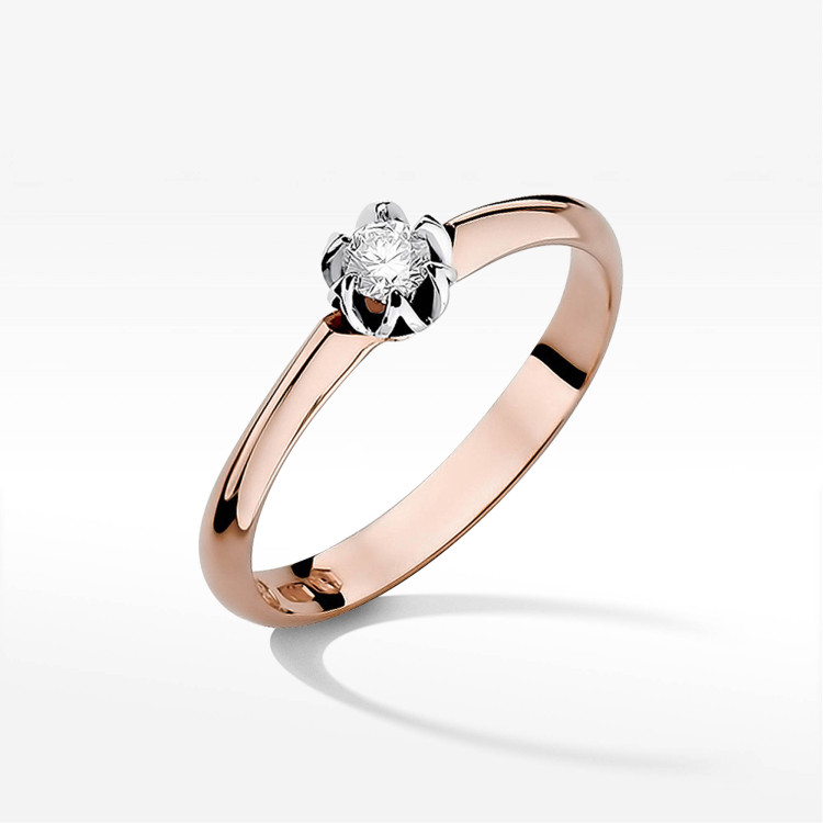 Pierścionek W0133 Diament 0,15ct różowe złoto
