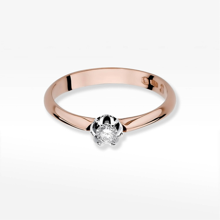 Pierścionek W0133 Diament 0,15ct różowe złoto