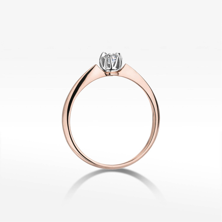 Pierścionek W0133 Diament 0,15ct różowe złoto