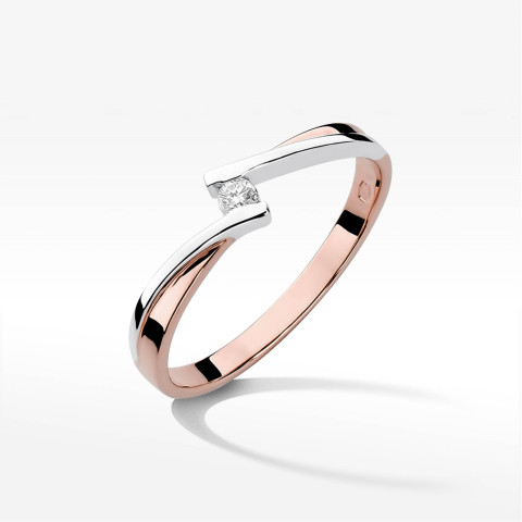 Pierścionek W0137 Diament 0,04ct różowe złoto