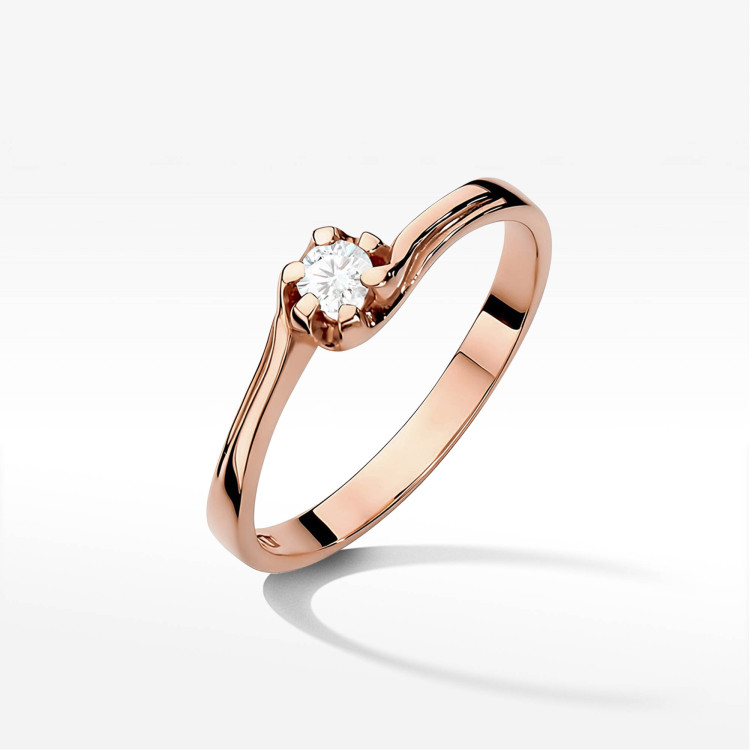 Pierścionek W0163 Diament 0,10ct różowe złoto