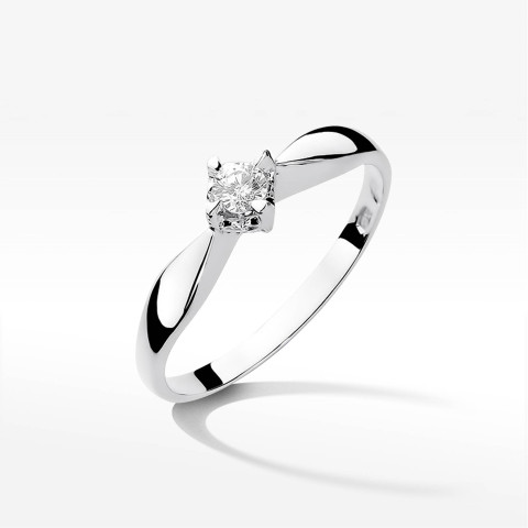 Pierścionek z białego złota z diamentem - próba 585 0,12CT PV-091B