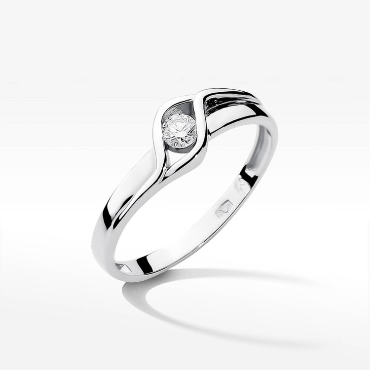 Pierścionek W0178 Diament 0,10ct białe złoto
