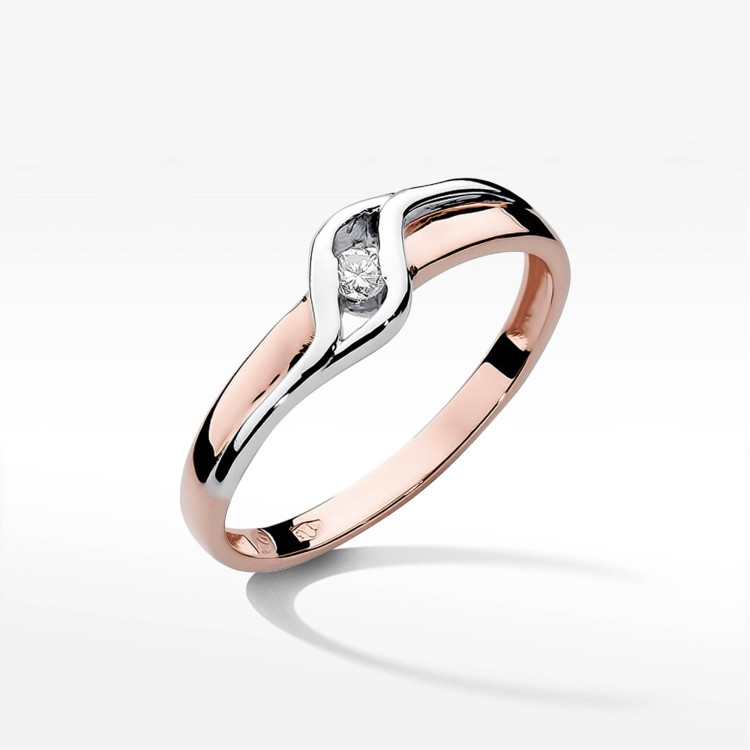Pierścionek W0178 Diament 0,04ct różowe złoto