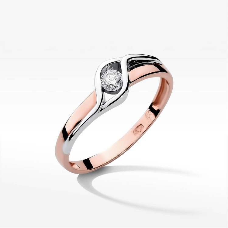 Pierścionek W0178 Diament 0,10ct różowe złoto