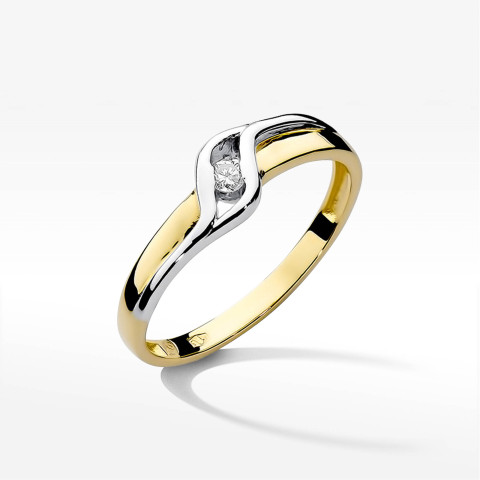 Pierścionek W0178 Diament 0,04ct żółte złoto