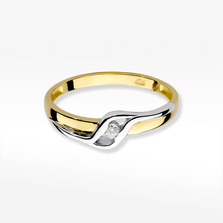 Pierścionek W0178 Diament 0,04ct żółte złoto