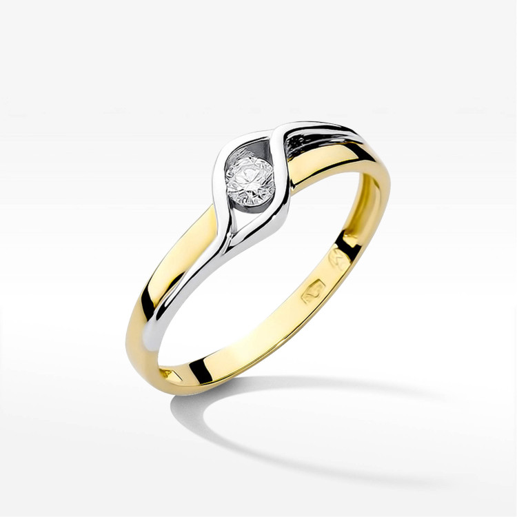 Pierścionek W0178 Diament 0,10ct żółte złoto