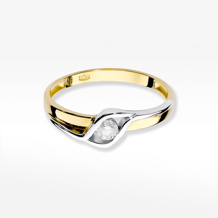 Pierścionek W0178 Diament 0,10ct żółte złoto