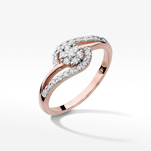 Pierścionek W0184 Diament 0,17ct różowe złoto