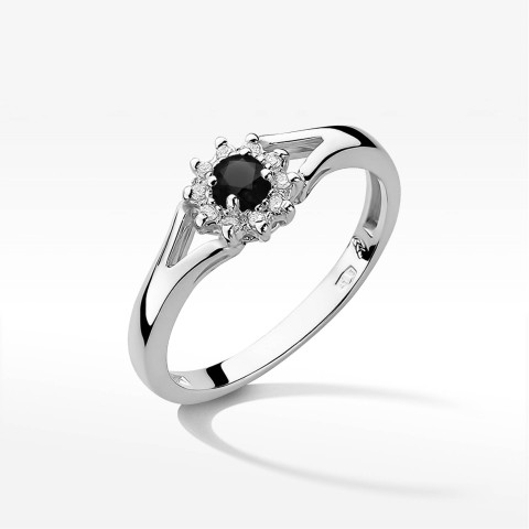 Pierścionek PV-250 Czarny Diament 0,12ct białe złoto