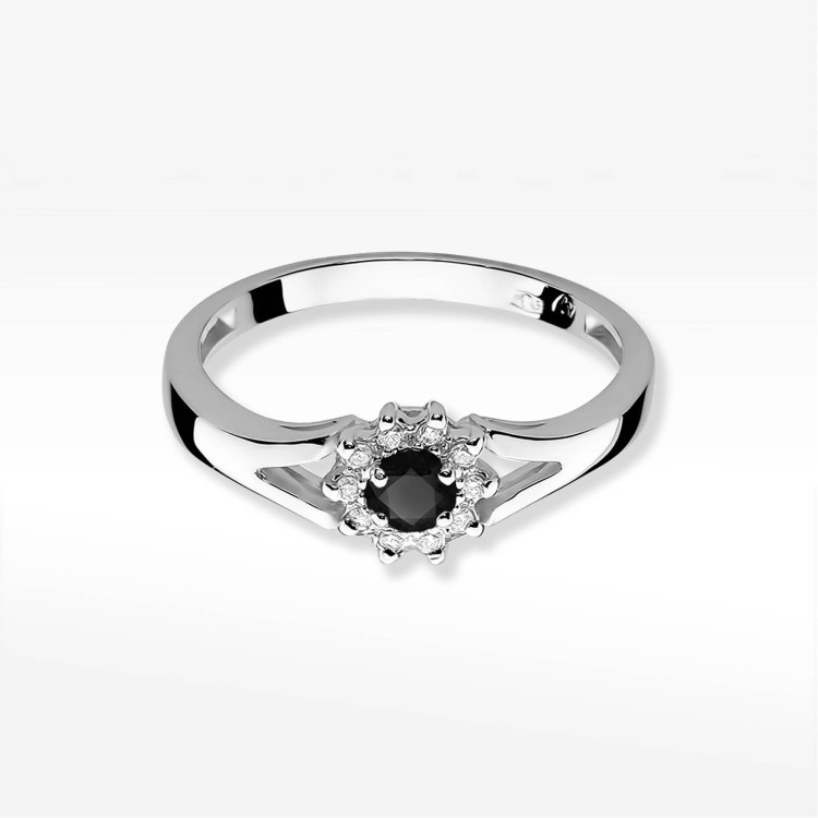 Pierścionek PV-250 Czarny Diament 0,12ct białe złoto