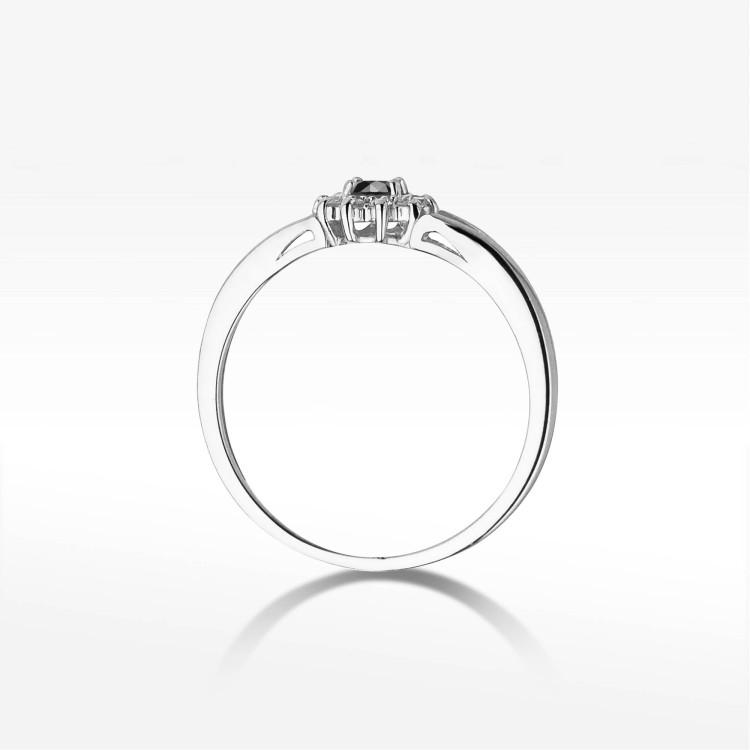 Pierścionek PV-250 Czarny Diament 0,12ct białe złoto