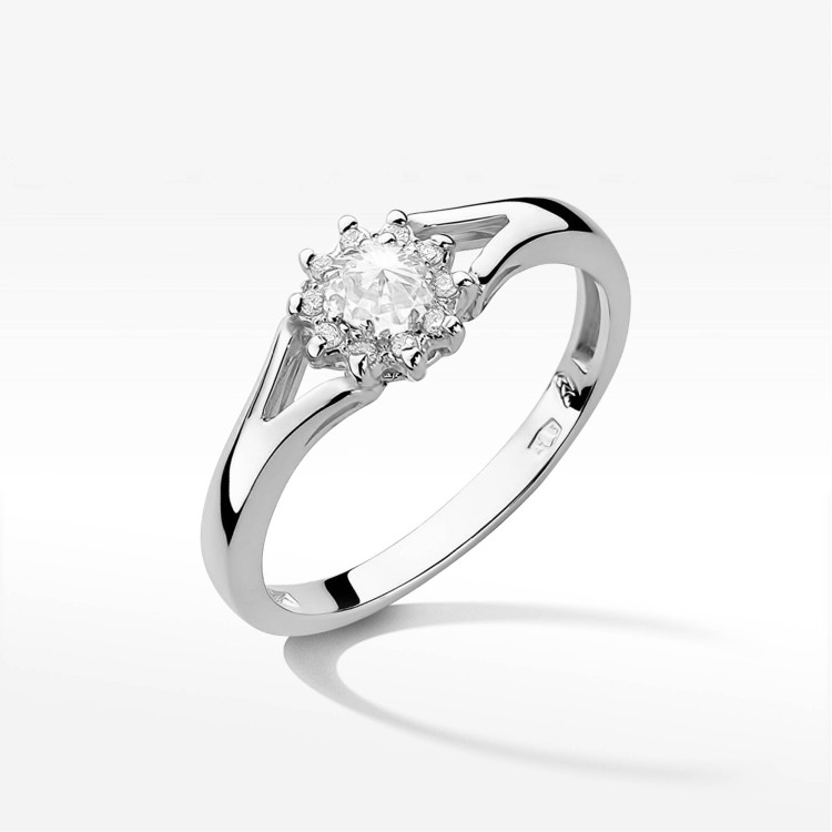 Pierścionek PV-250 Diament 0,10ct białe złoto