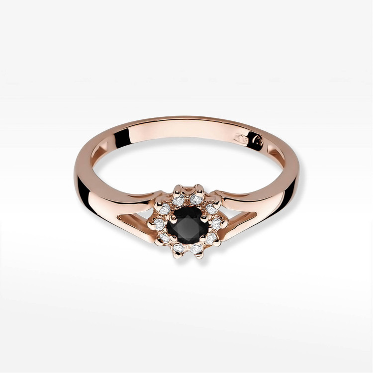 Pierścionek PV-250 Czarny Diament 0,12ct różowe złoto