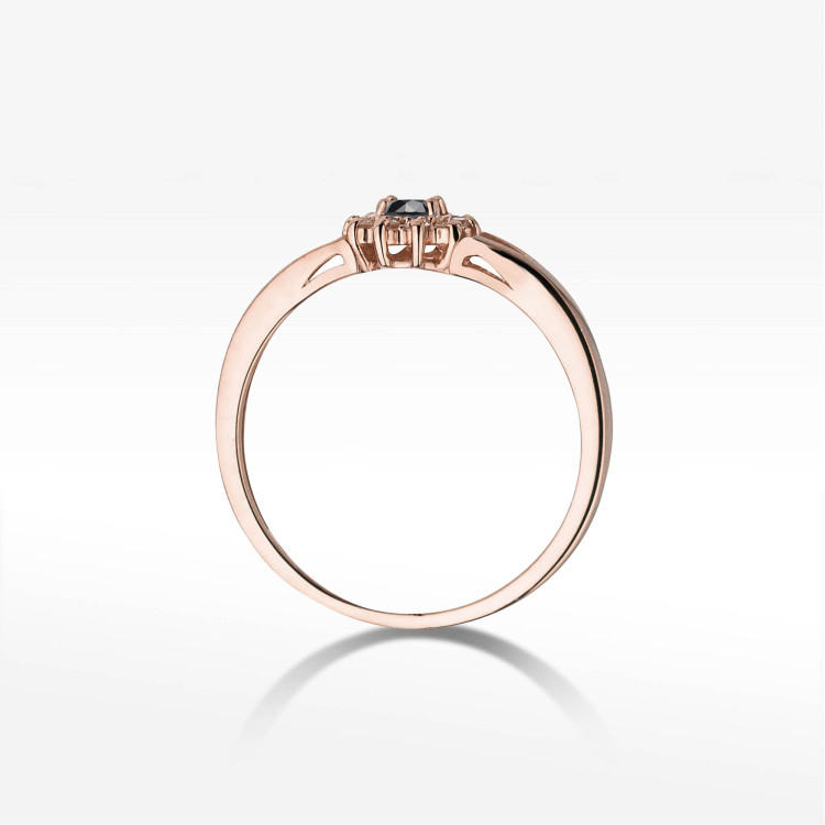 Pierścionek PV-250 Czarny Diament 0,12ct różowe złoto