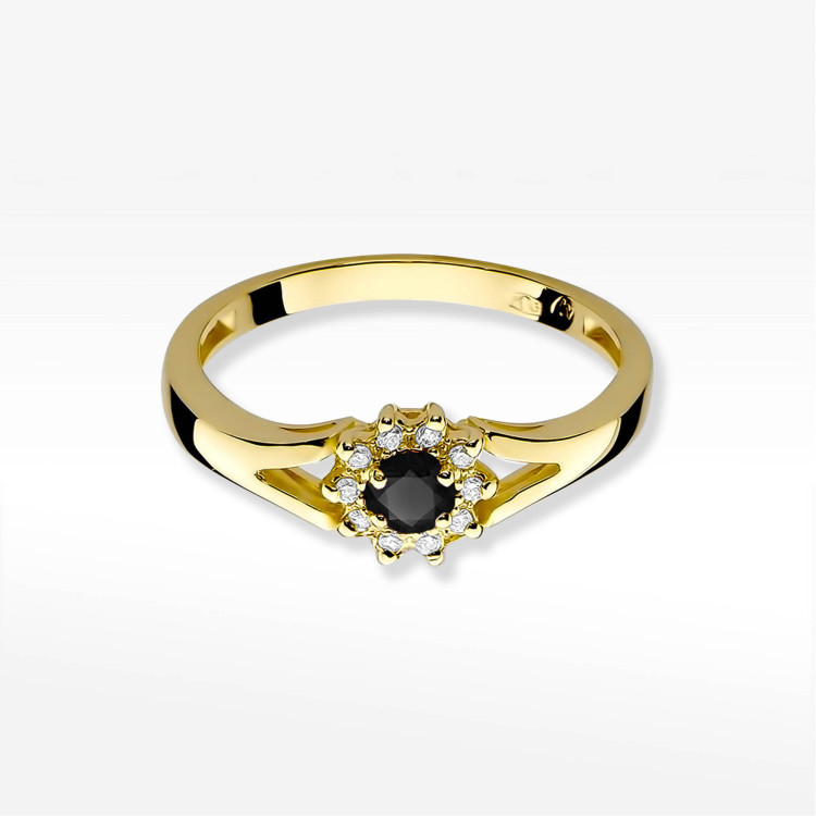 Pierścionek PV-250 Czarny Diament 0,12ct żółte złoto