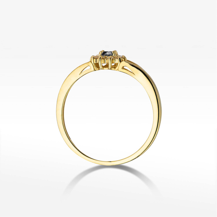 Pierścionek PV-250 Czarny Diament 0,12ct żółte złoto