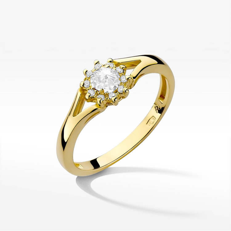 Pierścionek PV-250 Diament 0,10ct żółte złoto