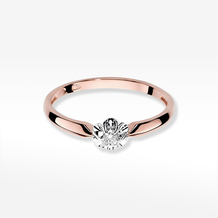 Pierścionek W0187 Diament 0,04ct różowe złoto