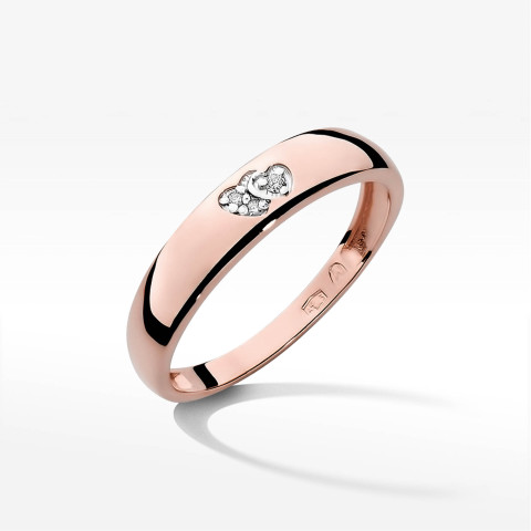 Pierścionek z różowego złota z diamentami - próba 585 0,02CT PV-047C