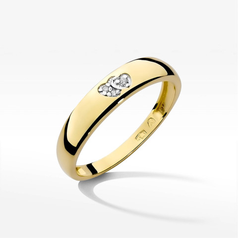 Pierścionek z żółtego złota z diamentami - próba 585 0,02CT PV-047A
