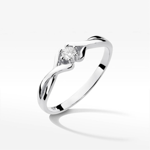 Pierścionek z białego złota z diamentem - próba 585 0,04CT PV-123B