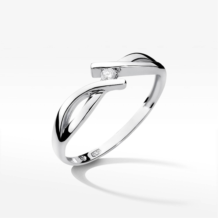 Pierścionek W0191 Diament 0,04ct białe złoto