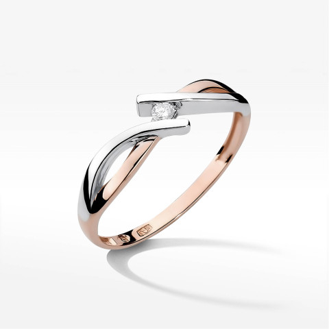 Pierścionek W0191 Diament 0,04ct różowe złoto