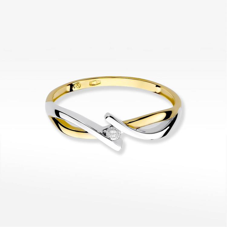 Pierścionek W0191 Diament 0,04ct żółte złoto