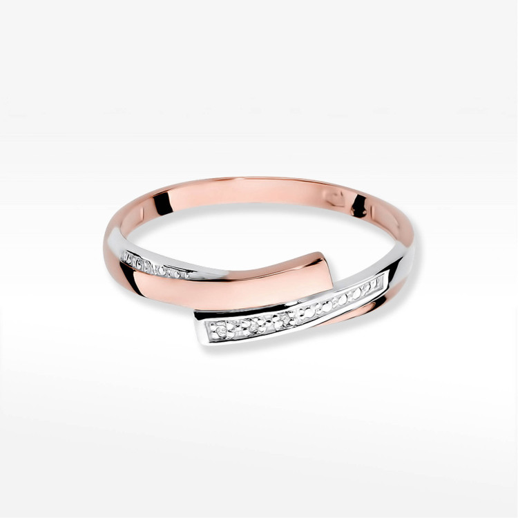 Pierścionek W0196 z diamentami różowe złoto