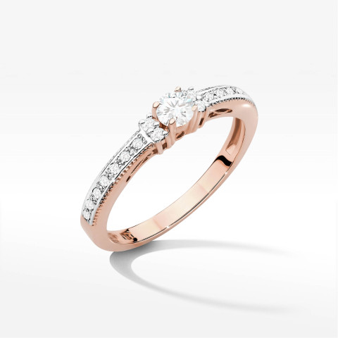 Pierścionek W0201 Diament 0,13ct różowe złoto