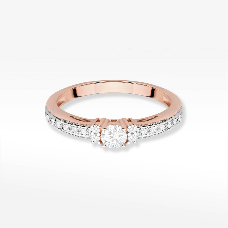 Pierścionek W0201 Diament 0,13ct różowe złoto