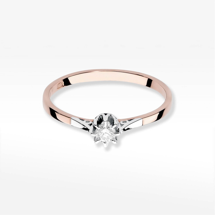 Pierścionek W0209 Diament 0,08ct różowe złoto