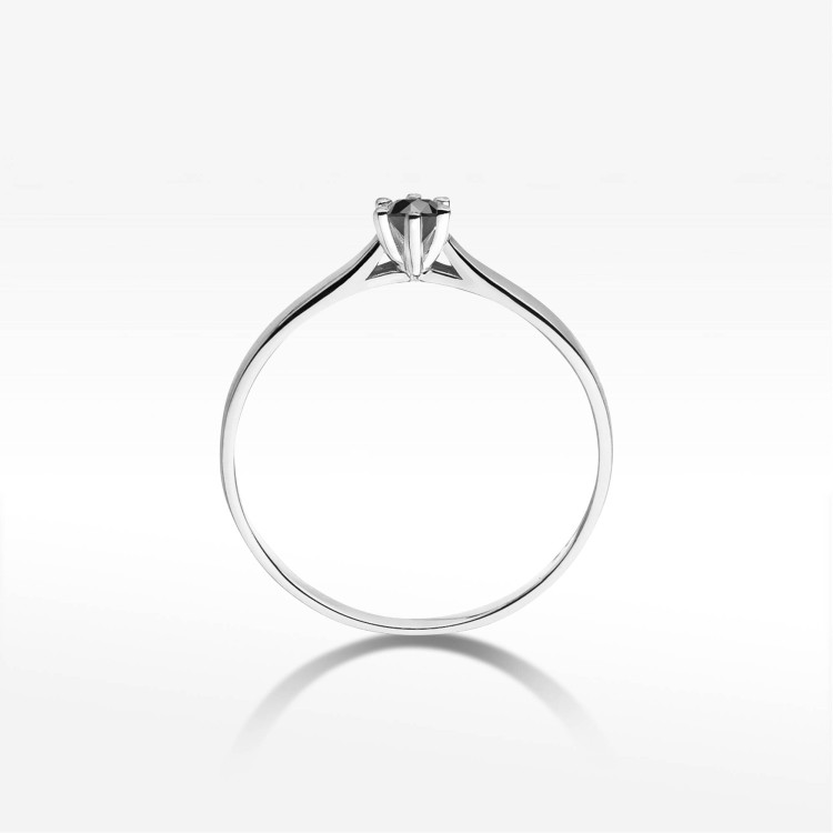Pierścionek W0222 Czarny Diament 0,12ct białe złoto