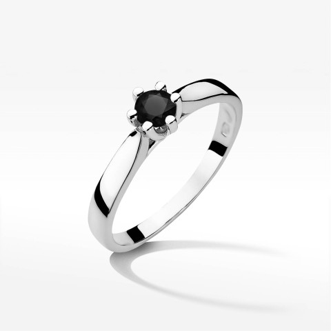 Pierścionek W0222B Czarny Diament 0,30ct białe złoto