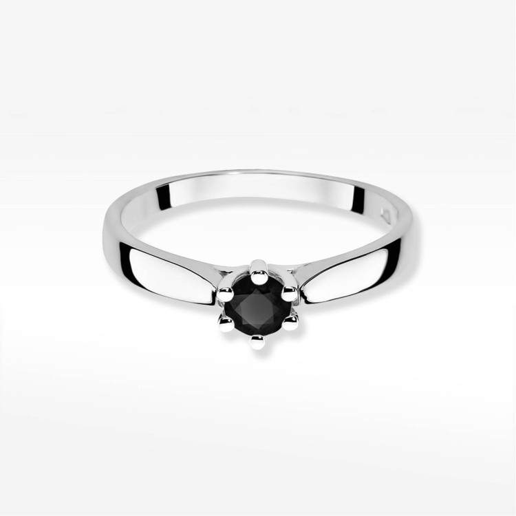 Pierścionek W0222B Czarny Diament 0,30ct białe złoto