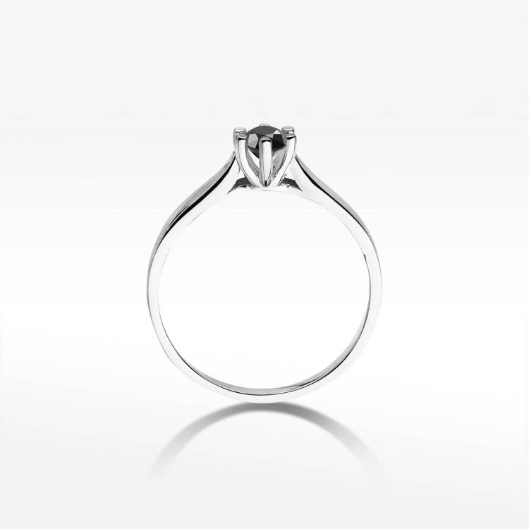 Pierścionek W0222B Czarny Diament 0,30ct białe złoto