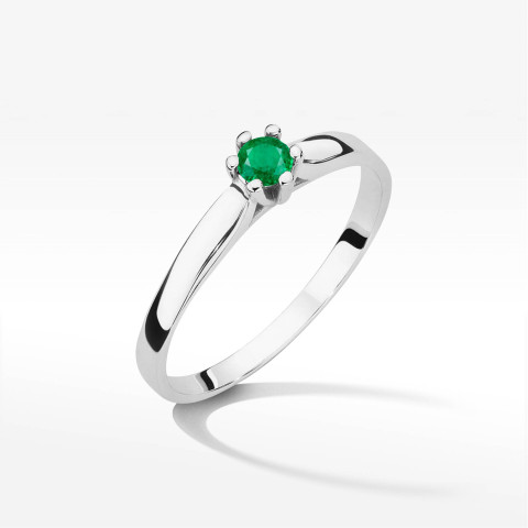 Pierścionek W0222 Szmaragd 0,15ct białe złoto