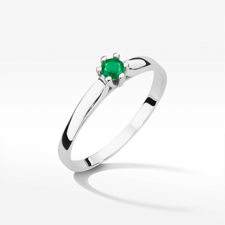 Pierścionek W0222 Szmaragd 0,15ct białe złoto