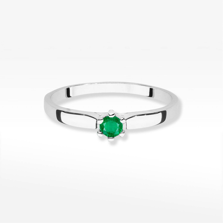 Pierścionek W0222 Szmaragd 0,15ct białe złoto