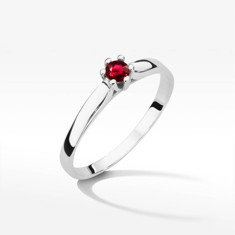 Pierścionek z białego złota z rubinem - próba 585 0,15CT PV-237CR